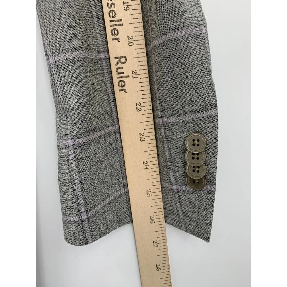 Tiglio Blazer Mens‎ 42L Gray Plaid Wool Stretch Flex Two Button Sport Coat Capri